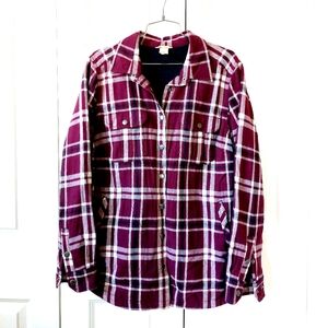 Burgundy‎ Flannel Fleece Lined Jacket/Shacket Medium #74751 Duluth Trading